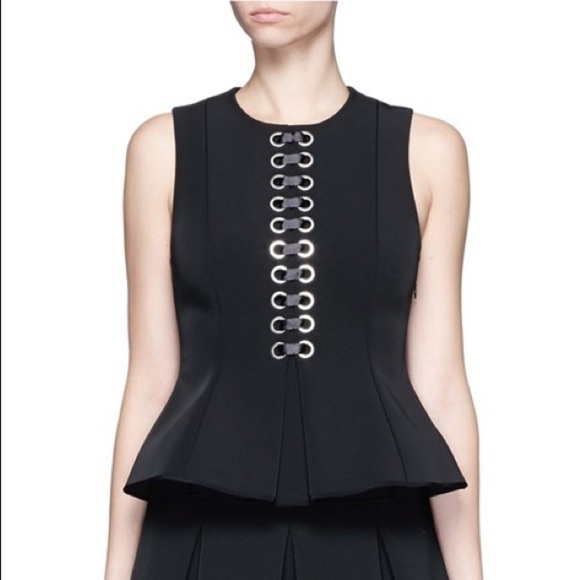 Alexander Wang front lace up peplum top 2 - Picture 2 of 7